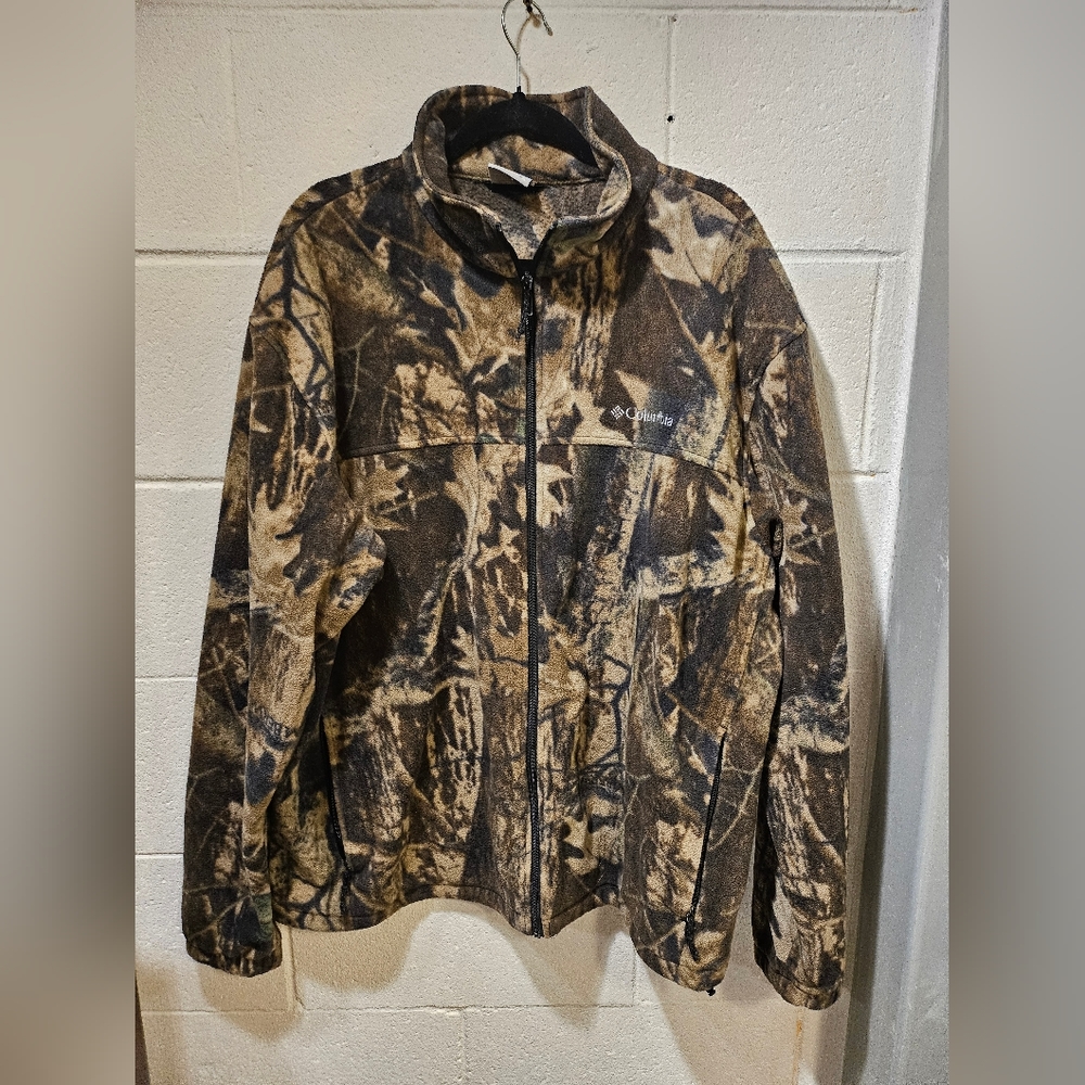 Columbia Jacket Men XXL Camo Full Zip Up Fleece Sweater Soft Outdoors Layer